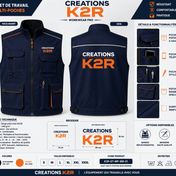 Gilet de travail multi poches